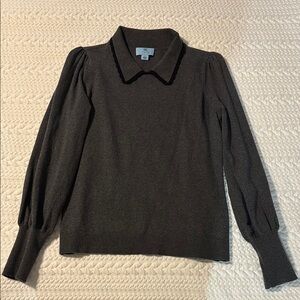 CeCe Black Long Sleeve Sweater with Collar